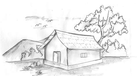 How to draw a "Village House and its surroundings" easily, step by step - YouTube