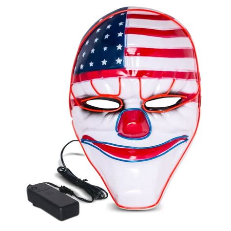 Halloween LED Mask Purge Masks with Lighten EL Wires Scary Light Up Cosplay Costume Mask Battery ...