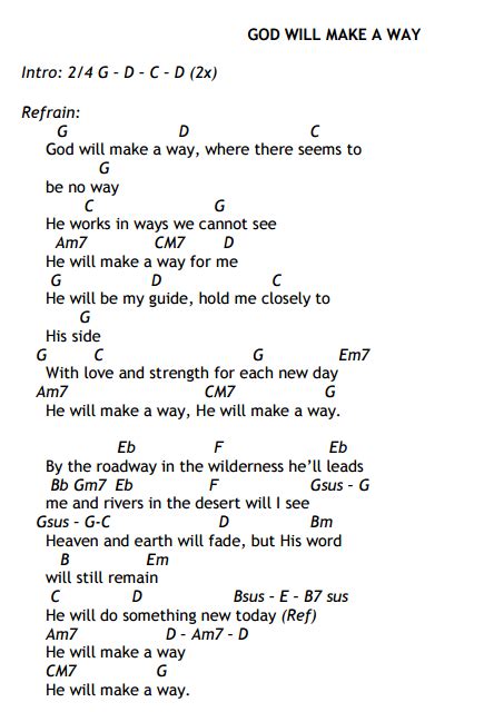 The Psalms of Praise: GOD WILL MAKE A WAY Lyrics and chords