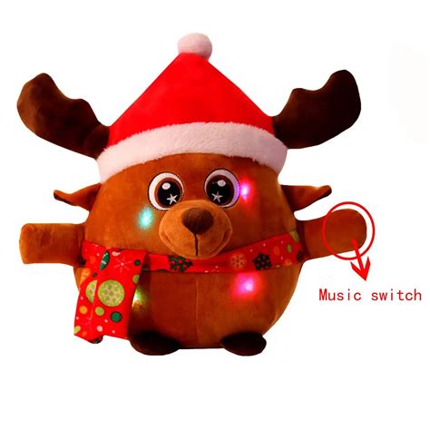 Plush Musical Christmas Toy Baby Reindeer Santa Claus Cute Singing ...