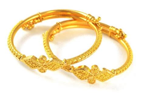 22K Gold baby Bangles - AjBa50961 - 22k gold baby bangles with beautiful filigree work on it ...