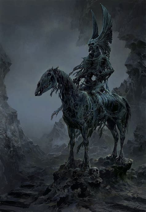 HD wallpaper: horse skeleton illustration, fantasy art, drawing, death ...