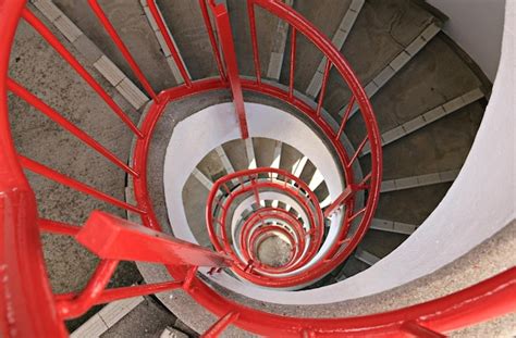 Premium Photo | Red spiral staircase