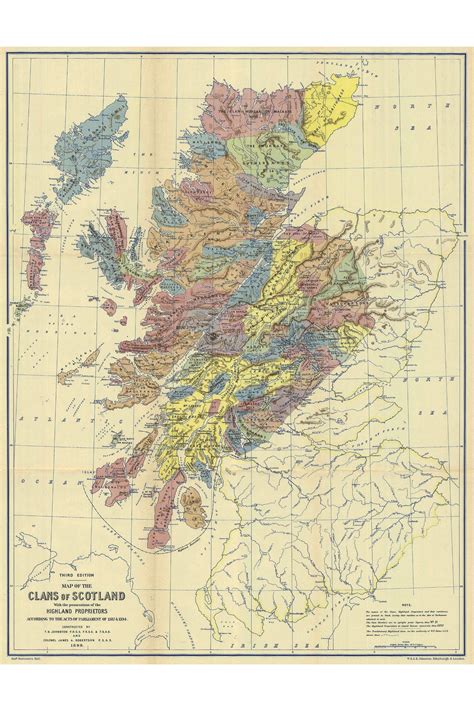 Clan Map of Scotland; Reproduction of Antique 1899 Map | eBay