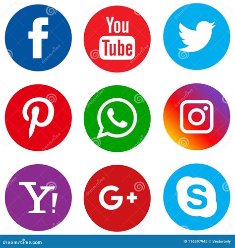 Round Flat Social Media Icons