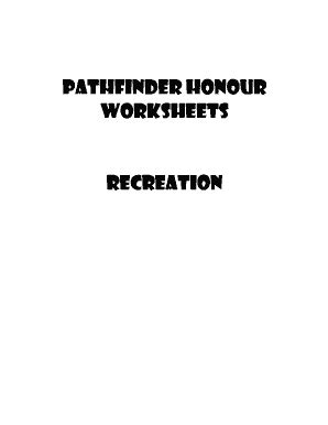 Pathfinder Honour Worksheets Recreation - BC Youth - Fill and Sign Printable Template Online