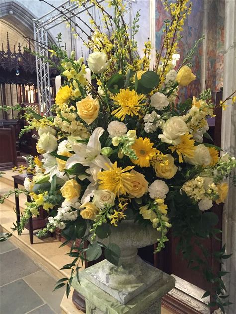 Easter Pedestal | Large flower arrangements, Church flowers, Spring ...