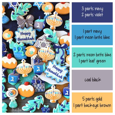 Hanukkah Color Palette and Icing Color Formulas for Cookies and Cakes