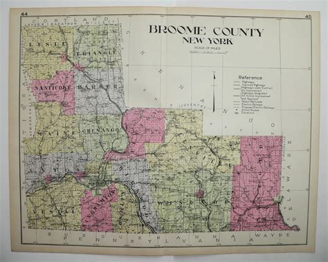 Broome County NY Map 1912 Large Map New York Unique Wedding - Etsy