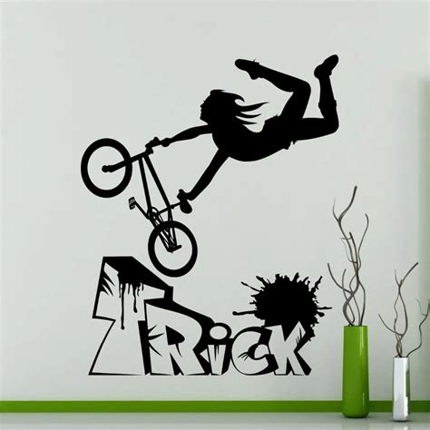 Bike BMX Freestyle Trick Wall Sticker Bike Garage Vinyl Decal Home Living Room Decoration Sports ...