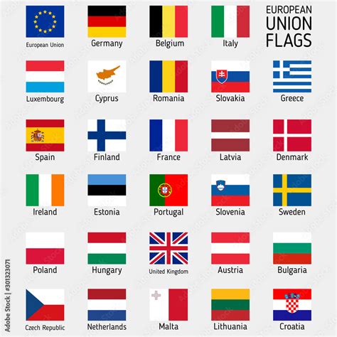 Flags of the countries of the European Union. EU flags. Vector set ...