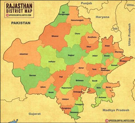 Download Rajasthan Map in HD quality! 2022 - UPSC Colorfull notes