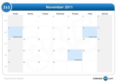 November 2011 Calendar