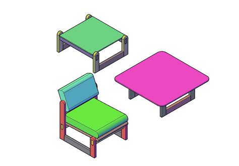 AutoCAD 3d Blocks Furniture Free Download - Cadbull