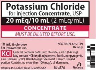 Potassium Chloride Injection Concentrate - FDA prescribing information ...