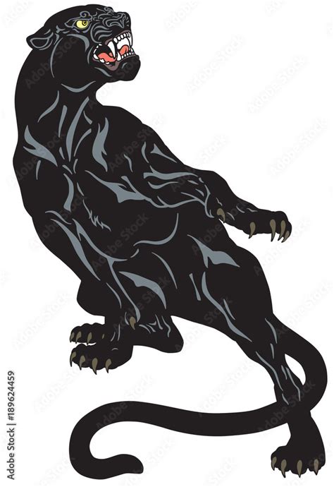 Angry black panther. Attacking pose . Tattoo vector illustration Stock ...