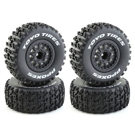 Trjgtas 4Pcs 112mm 1/10 Short Course Truck Tires Tyre Wheel with 12mm Hex for Slash Arrma SENTON ...