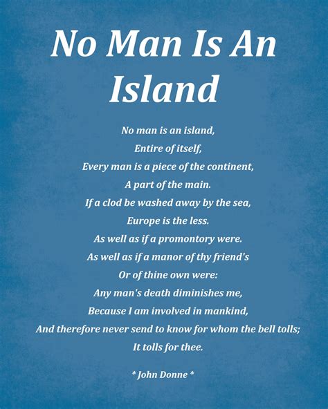 No Man is an Island Poem by John Donne Typography Print - Etsy UK