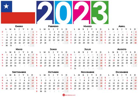 Calendario 2023 Para Imprimir Pdf Gratis Chile Con Feriados Nacionais ...