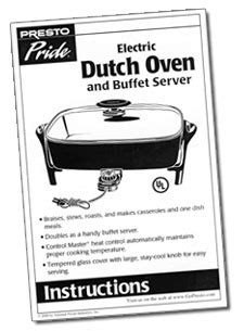 Instruction Manual for for Electric Dutch Oven and Buffet Servers - Roaster Ovens - Presto®