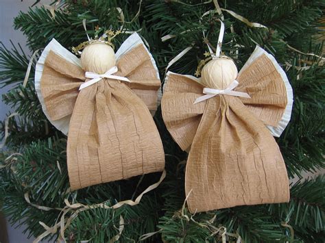 Angel Christmas Ornaments Kraft Paper Ribbon Angel Tree Ornaments Set ...