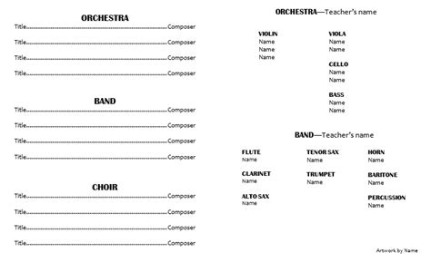 Teaching Elementary Orchestra : Template for a Concert Program and Concert Flyers