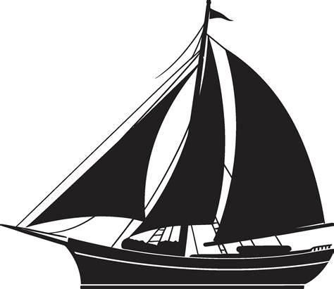 Silhouetted Sailing Vector Craft Beauty Voyage in Onyx Black Boat ...