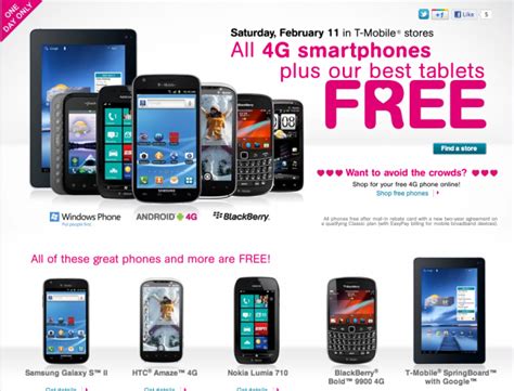 T-Mobile offers its whole 4G phone selection for free Feb. 11 to spread ...