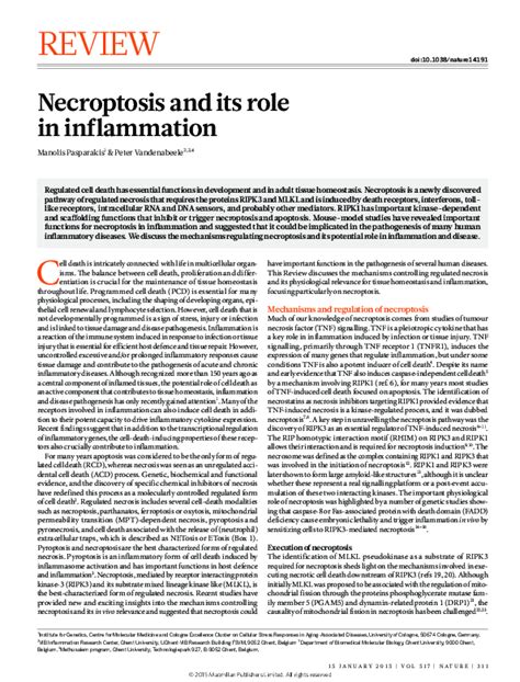 (PDF) Necroptosis and its role in inflammation | Peter Vandenabeele ...