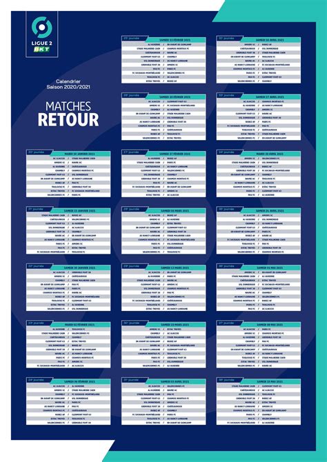 Ligue 2 - Le calendrier 2020-2021 dévoilé - MaLigue2