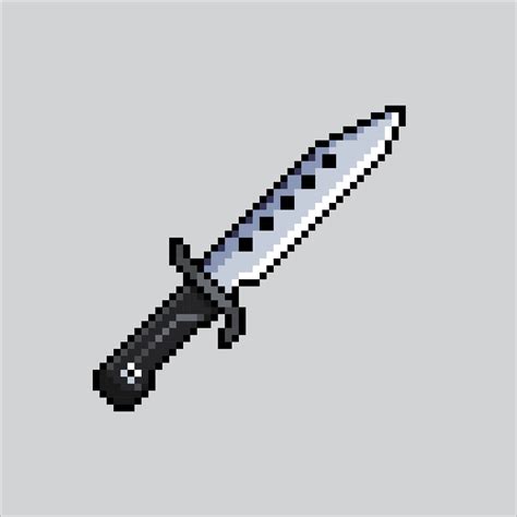 Pixel art illustration Knife. Pixelated Knife. Survival Combat Knife pixelated for the pixel art ...