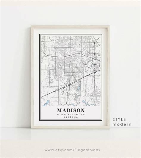 Madison Alabama Map Madison AL Map Madison City Map Madison - Etsy