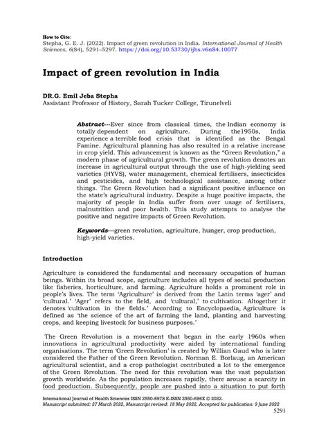 (PDF) Impact of green revolution in India