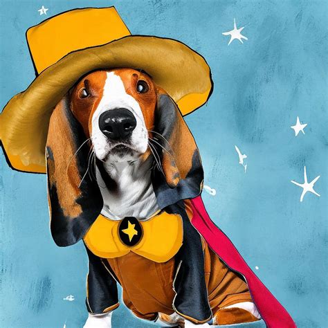 Basset Hound dressed up in silly costumes like a superhero or a cowboy ...