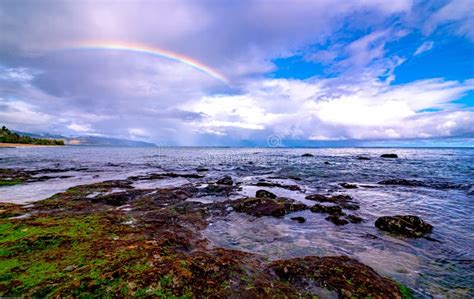 Rainbow Over the Popular Surfing Place Sunset Beach , Oahu, Hawaii Stock Photo - Image of ...