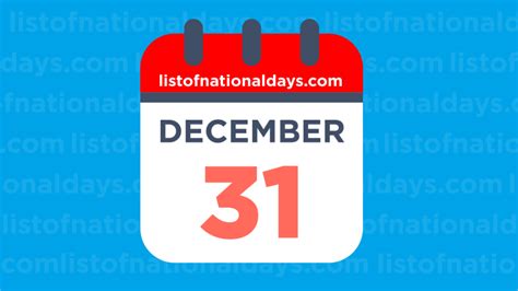 DECEMBER 31ST: National Holidays,Observances & Famous Birthdays