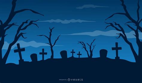 Graveyard Halloween Background Template Vector Download