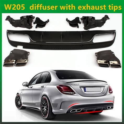 2015 2016 c63 amg Mercedes W205 ABS rear diffuser with exhaust tips for benz c class W205 amg ...