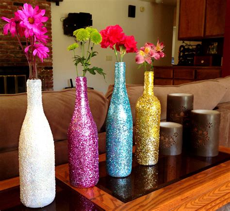 Adorable DIY Glitter Wine Bottles I made for my apartment next year! # ...