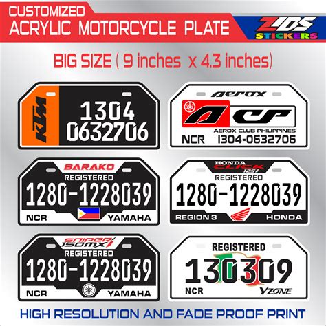 ACRYLIC MOTORCYCLE TEMPORARY PLATE SMALL BIG | Lazada PH