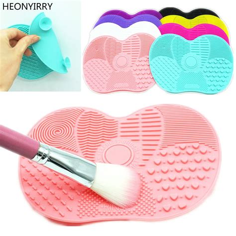 Silicone Makeup Brush Cleaning Mat Washing Tools Hand Tool Large Pad Sucker Scrubber Board ...