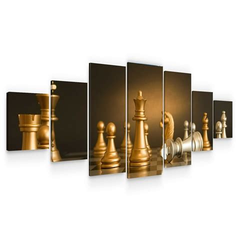 STARTONIGHT Large Canvas Wall Art - Chess Passionate - Huge Framed Modern Set of 7 Panels 40 x ...