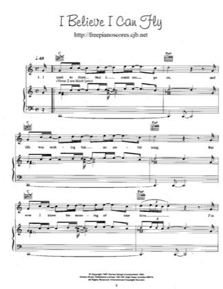 I Believe I Can Fly (4) - R Kelly Free Piano Sheet Music PDF