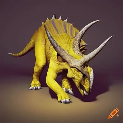 Yellow triceratops dinosaur illustration on Craiyon