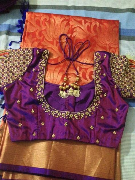 Embroidery blouse designs, Hand work blouse design, Embroidered blouse designs