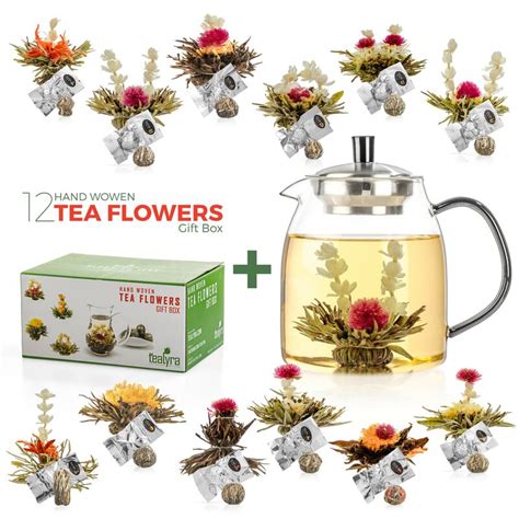 Glass Teapot + 12 Blooming Tea Gift Set - Blooming Tea