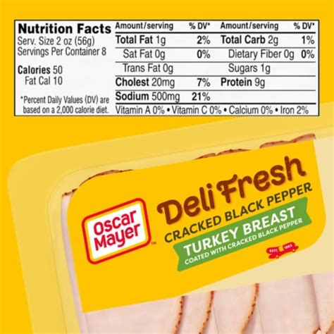 Oscar Mayer Deli Fresh Cracked Black Pepper Turkey Breast Sliced Lunch Meat Family Size, 16 oz ...