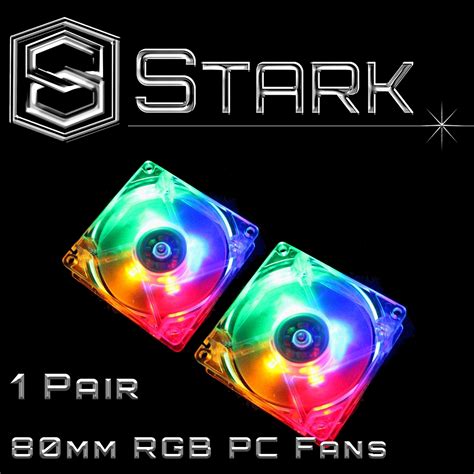 RGB 80mm 4-LED Quad Light Neon PC Computer Case Clear Cooling Fan Mod x2 | eBay