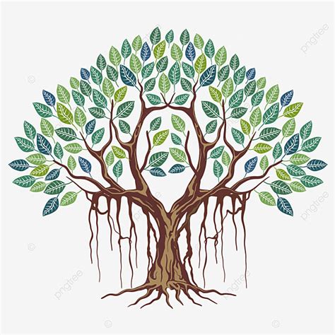 Banyan Tree Vector PNG Images, Banyan Tree Illustration, Banyan, Tree, Root PNG Image For Free ...