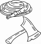 Firefighter Hose And Ax Isolated Coloring Page 34329318 Vector Art At  sketch template